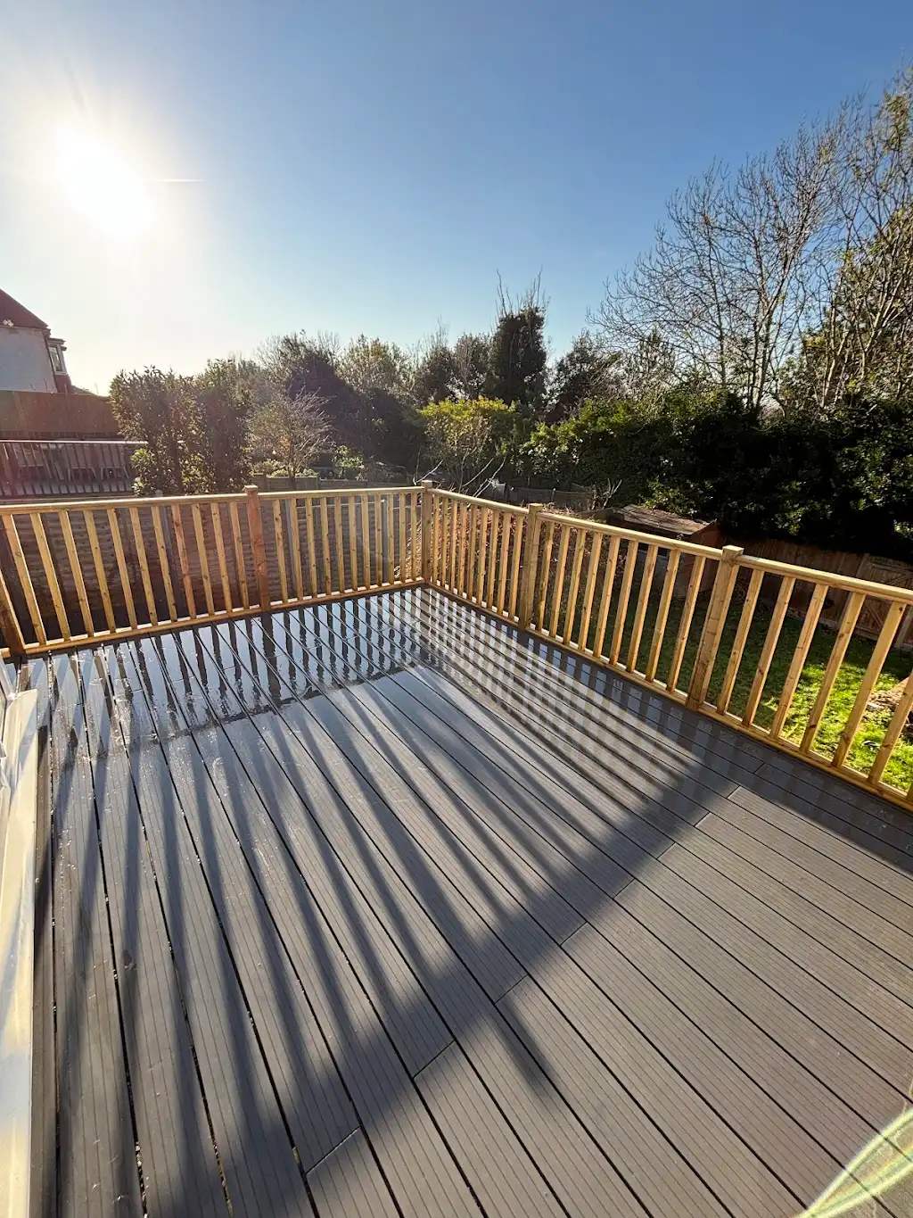 Landscaped garden with composite decking and patio